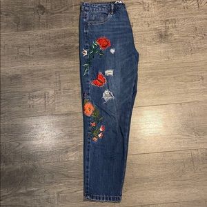 vintage embroidered straight leg jeans